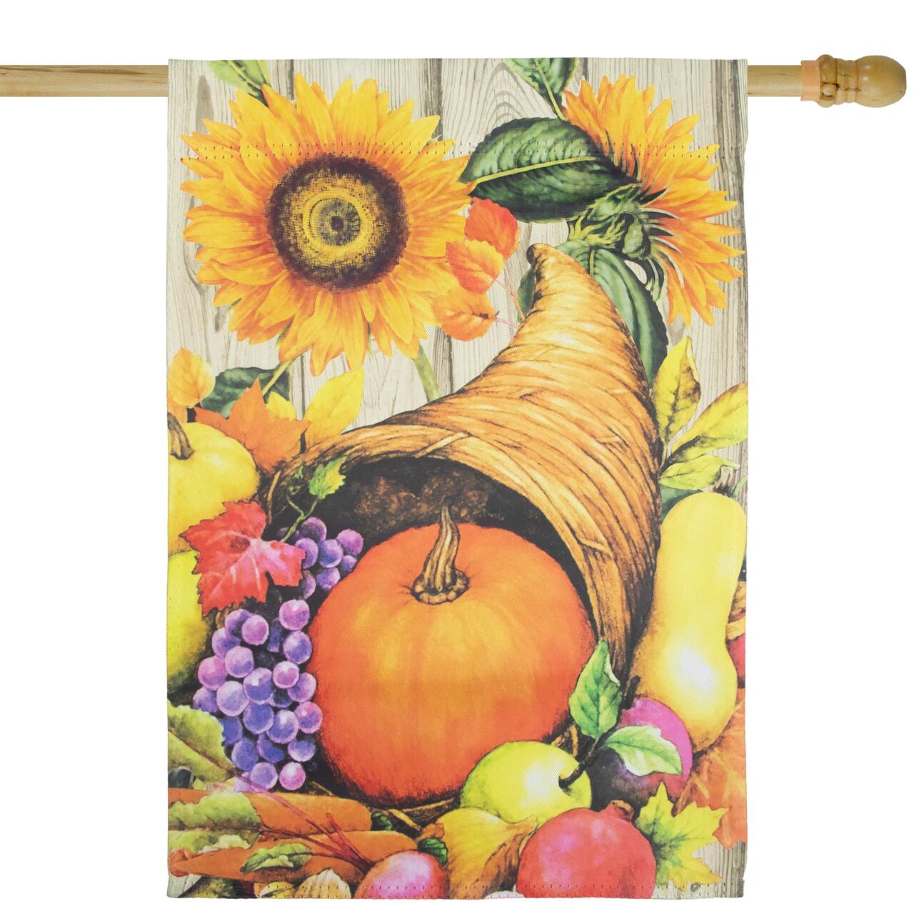 40" Cornucopia & Flowers Autumn Harvest Garden Flag
